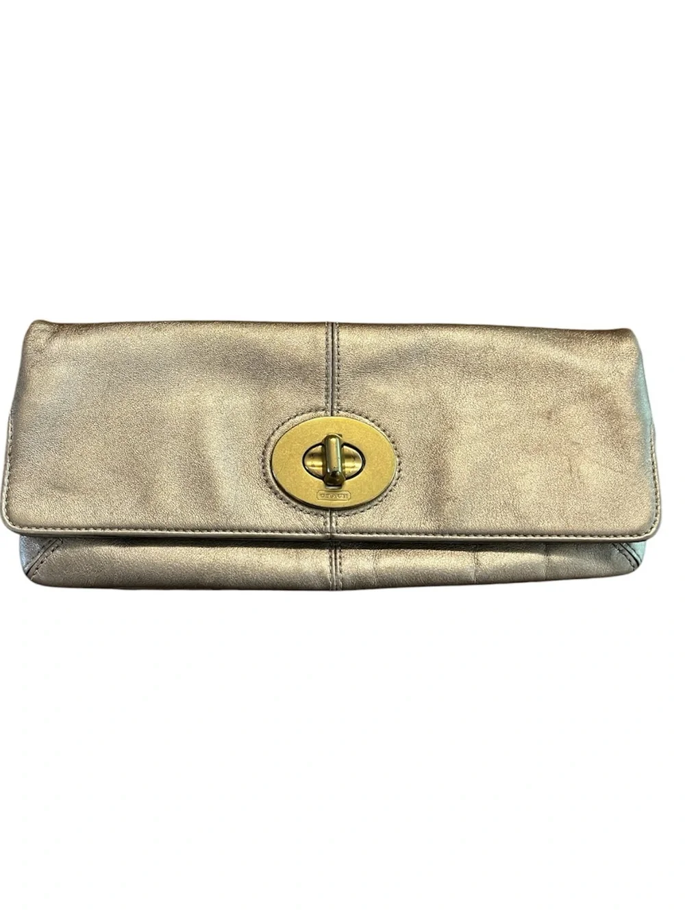 Vintage Coach Madeline 13680 Metallic Gold Fold Over Clutch